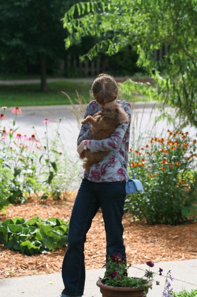 Julia holding Peanut